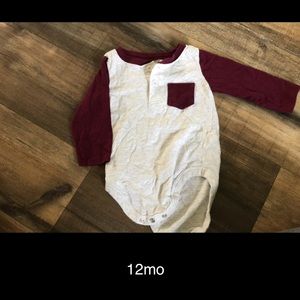 12mo long sleeve maroon onesie